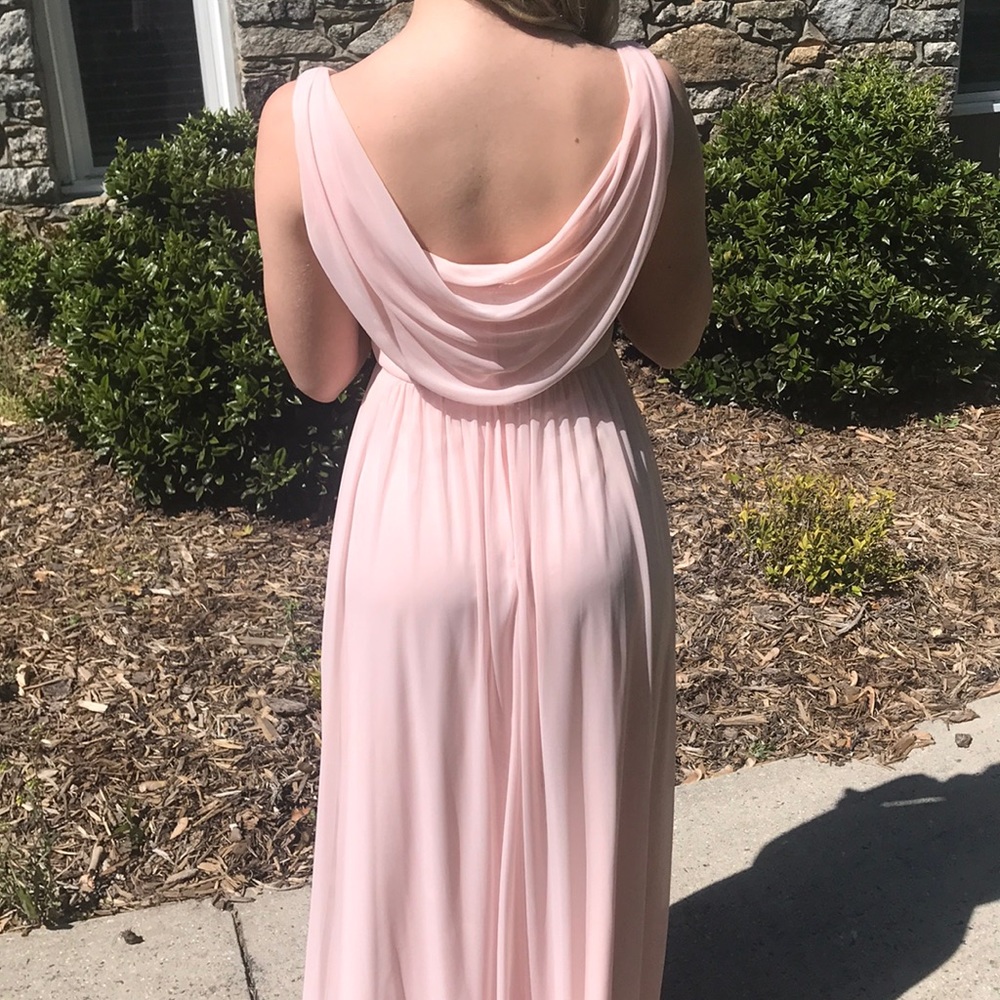 David’s Bridal Long Mesh Dress with Cowl Back - Picture 2 of 2